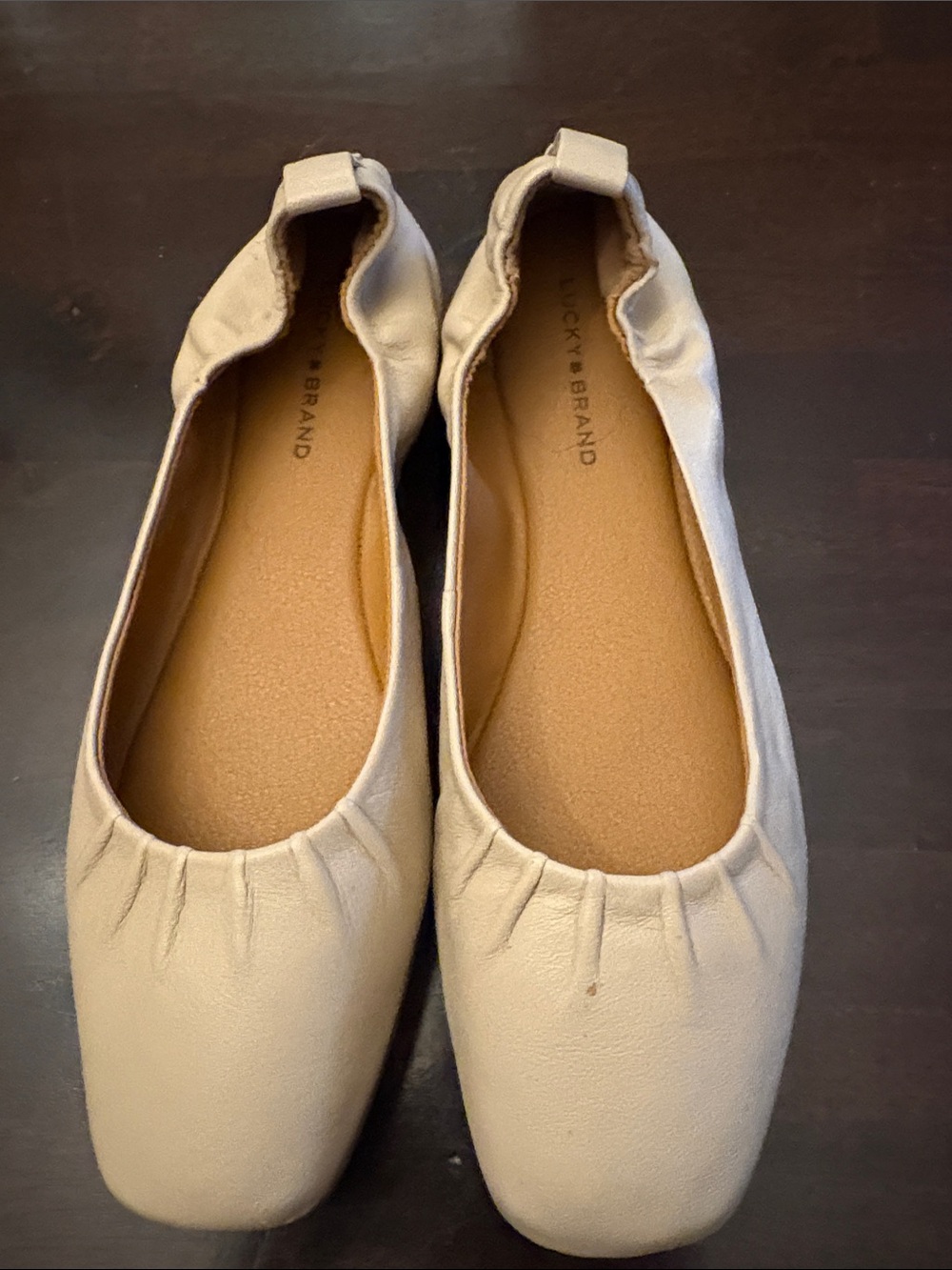 Lucky Brand Cream Ballet Flats with Elastic Topline